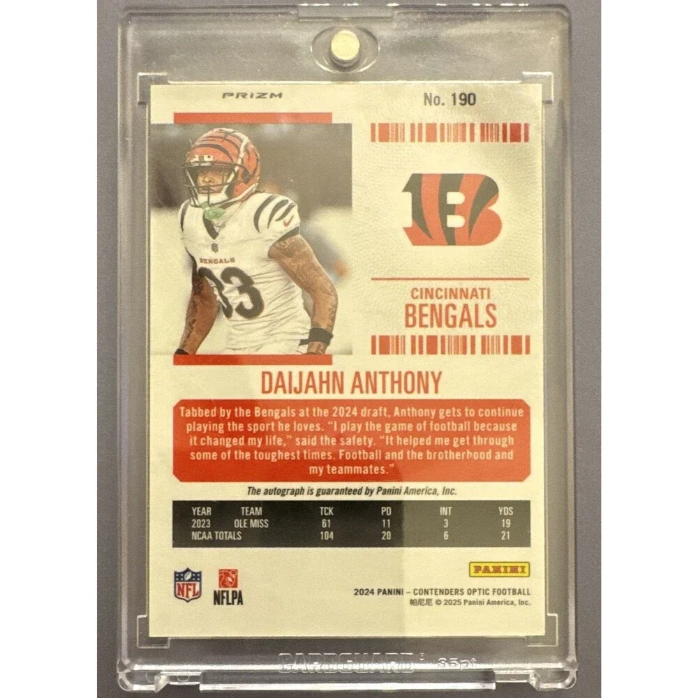2024 Panini Contenders Optic Daijahn Anthony Rookie Ticket Auto Silver #190